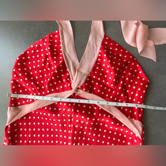 New Poleci Vintage Silk Women’s Slip On Neck Tie Red Polka Dot Dress Size 8 - Picture 11 of 16